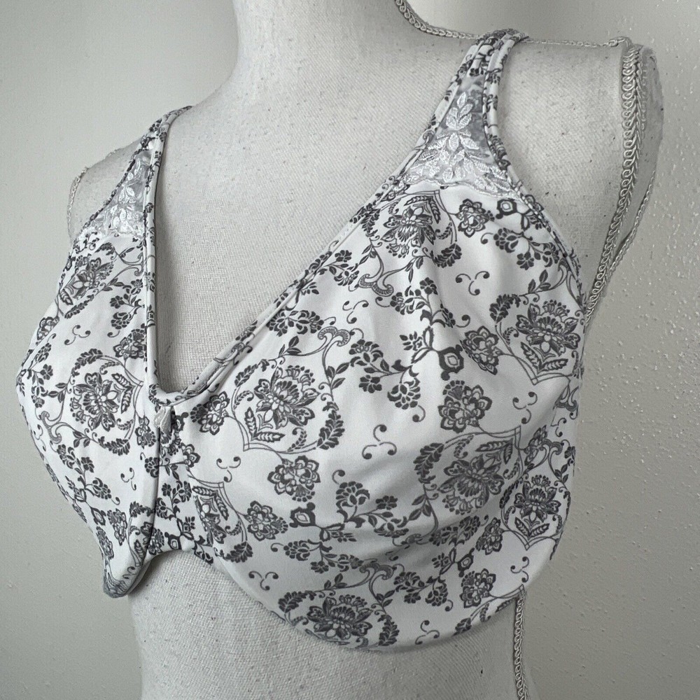 Bali Bra Women 38DD Black White Floral Print Wired Unpadded - Picture 5 of 13